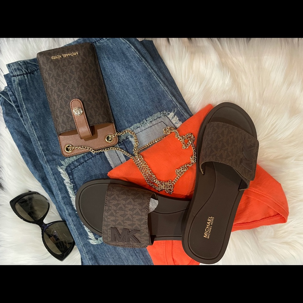 Michael Kors Brown Slides